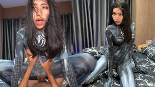 Petite Spider Girl  can't hold her Horny side